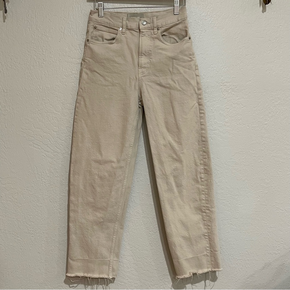 EVERLANE The Way High Jean Tan Straight Leg Parchment High-Waisted Raw Hem